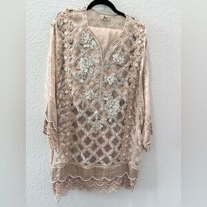 Elegant beige Lace Women's 3 piece Suit for Eid/Party wear